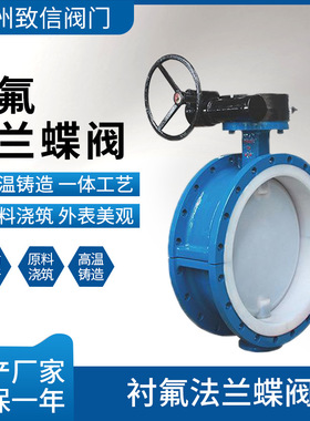 衬氟蝶阀 法兰涡轮手动 D341F46-10/16C/P 耐酸碱防腐蚀耐磨 DN