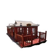 木船画舫b船公园电动游船景区水上观光旅游船餐饮船手划仿古实木