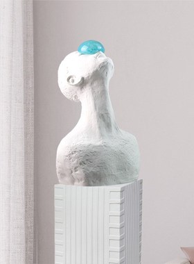 酒店大堂客厅摆设蓝色抽象u人物雕塑丑萌大号落地摆件高级感小众