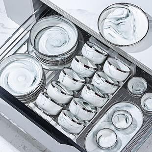 釉下彩2025新款碗碟套装家用高级感餐具套装简约陶瓷碗盘碗筷乔迁