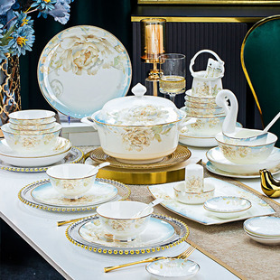 碗家用2025新款景德镇中式陶瓷餐具套装碗碟套装家用乔迁新居碗盘