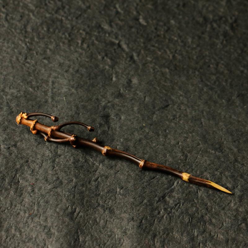 纯手工制作天然异形多节老紫竹鞭发簪竹雕竹制茶针竹茶具手把玩件