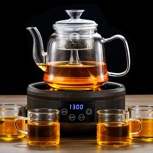 加厚玻璃蒸茶壶蒸汽过滤茶具家用电陶炉煮茶器耐热黑茶养生烧水壶