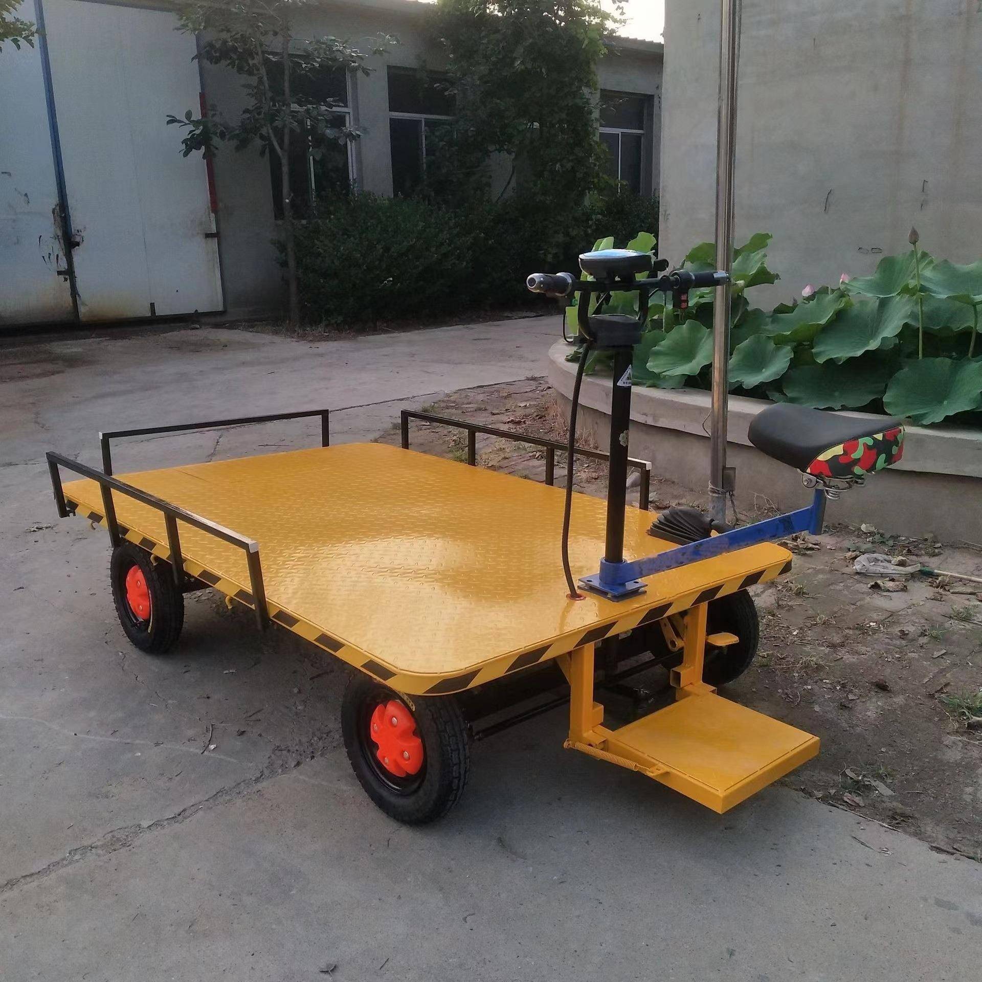 电动四轮手推车拉货车农场菜市场搬运平板车骑行款工厂货物平板车