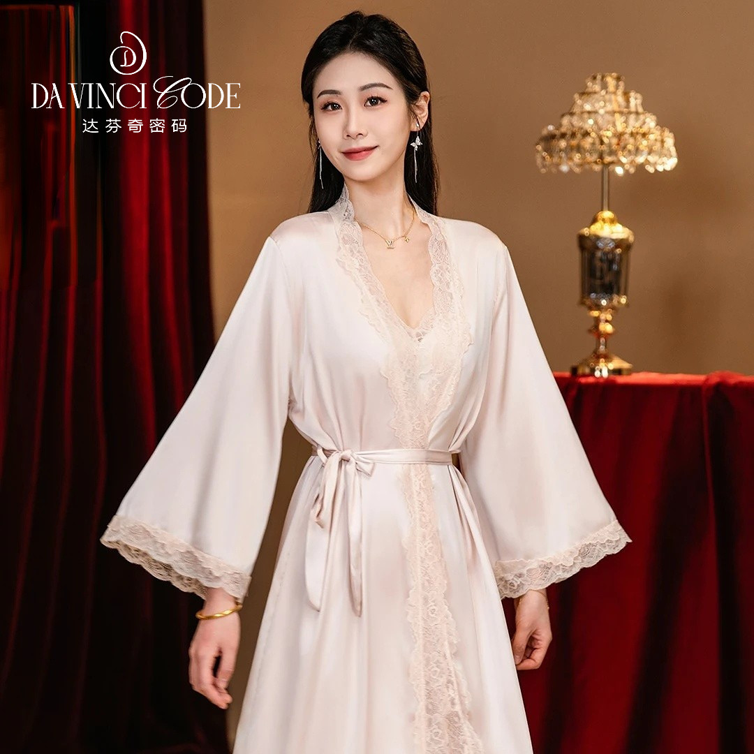达芬奇密码2026新款睡裙女蕾丝家居服柔软绝美冰丝睡衣晨袍两件套,女士内衣/男士内衣/家居服,睡衣/家居服套装,淘宝优惠券,粉丝福利购,淘宝优惠卷