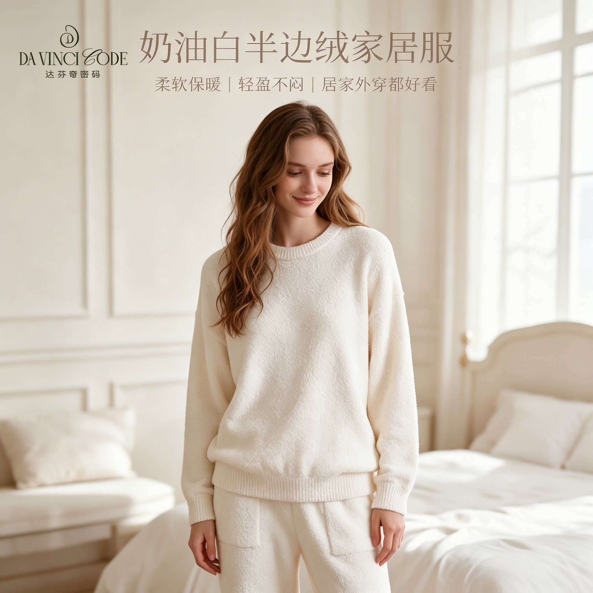 进口半边绒长绒抗静电睡衣
