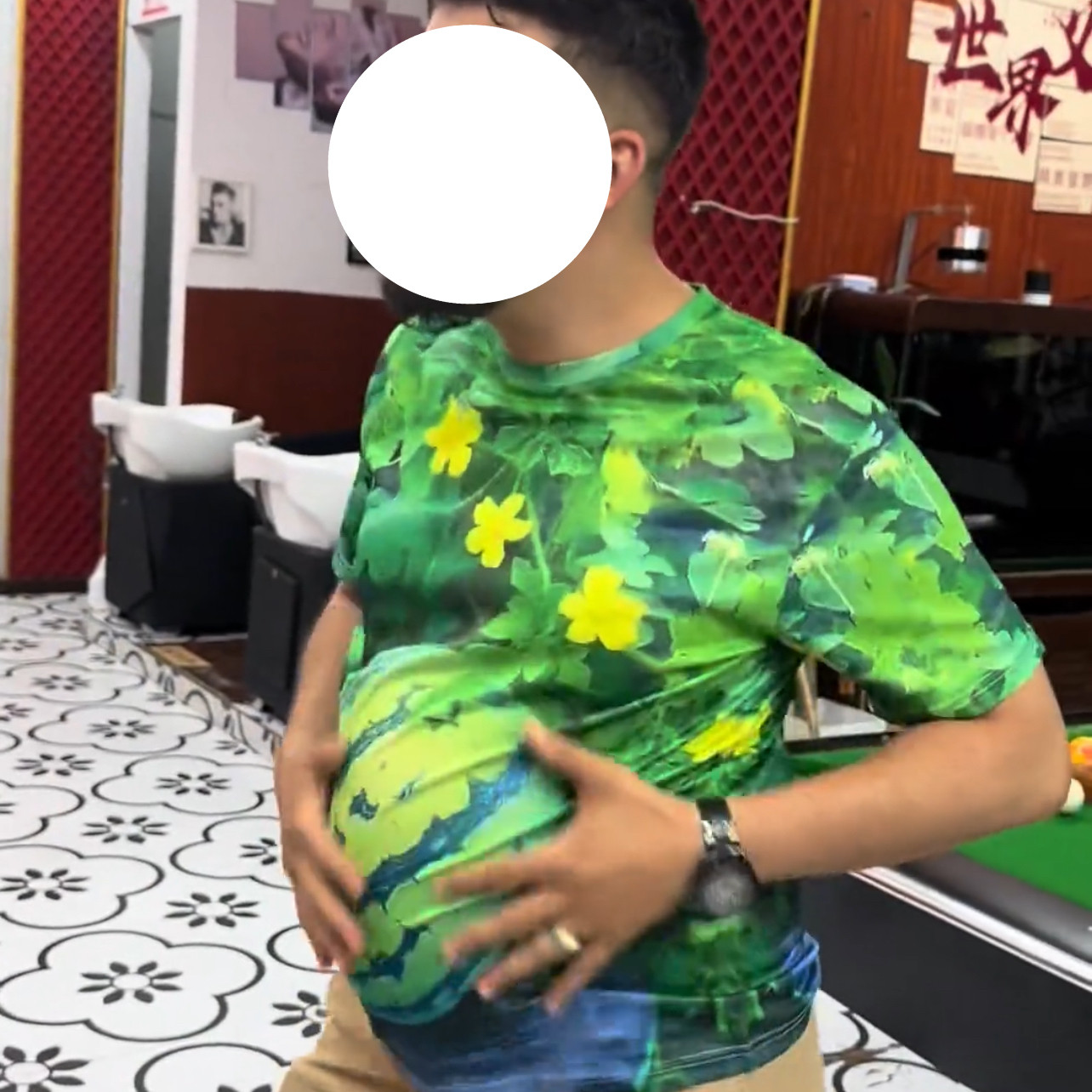 宽松绿色短袖3D印花圆领T恤上衣2026夏季休闲潮流西瓜图案