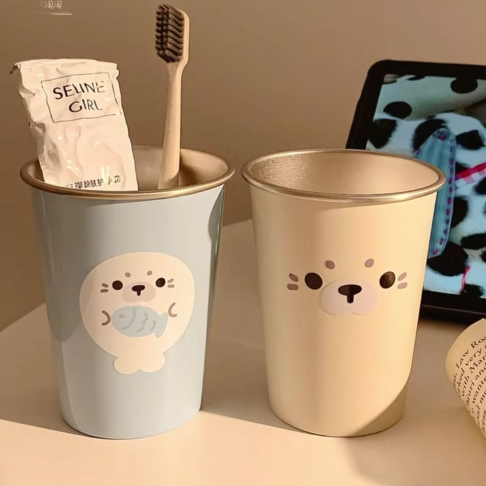 超萌不锈钢漱口杯家用洗漱宿舍刷牙杯可爱卡通洗漱杯情侣套装