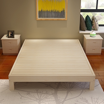 简约实木单人床1.5硬板床双人1.8排骨床架榻榻米加宽床简易床定制