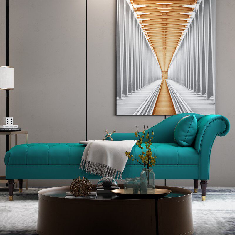 美式贵妃椅太妃美人榻卧室小户型单人躺椅乡村休闲样板房懒人沙发