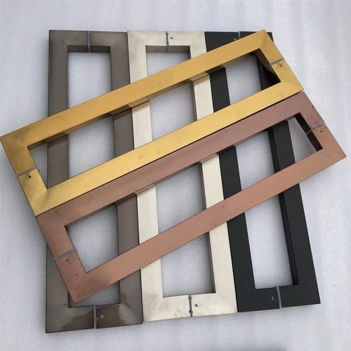 玻璃门不锈钢大拉手方管玫瑰金黑钛金有框推拉木门黑色拉手门把手