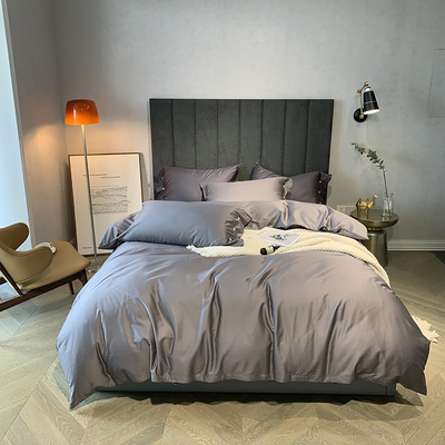 60支300根贡缎长绒棉纯素色四件套床上用品床单被套美式裸睡简约