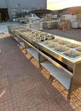 定制商用快餐保温台多格食堂打饭台超市玻璃罩带灯明档展示售卖台