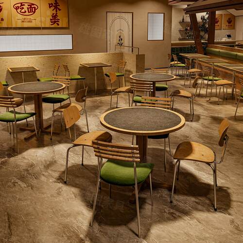 复古餐桌椅组合西餐厅茶餐厅饭店咖啡厅靠墙卡座沙发餐桌商用