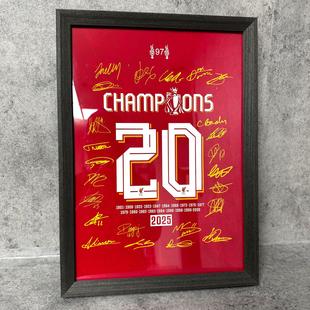 2025利物浦20冠队签名实木装饰相框照片墙桌子挂框装饰壁画
