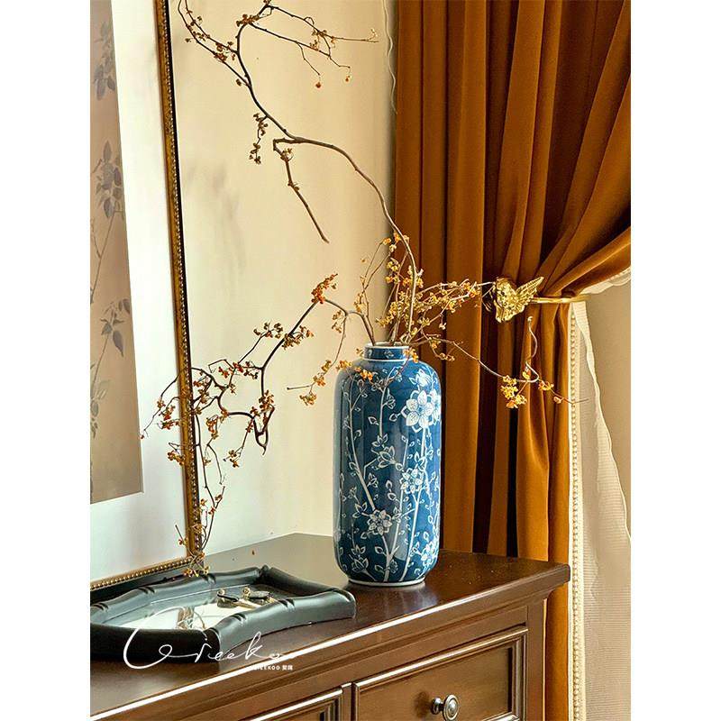 契阔家居 五福临门桃之青花瓷雅瓶新中式玄关客厅陶瓷花瓶摆件,家居饰品,花瓶,淘宝优惠券,粉丝福利购,淘宝优惠卷