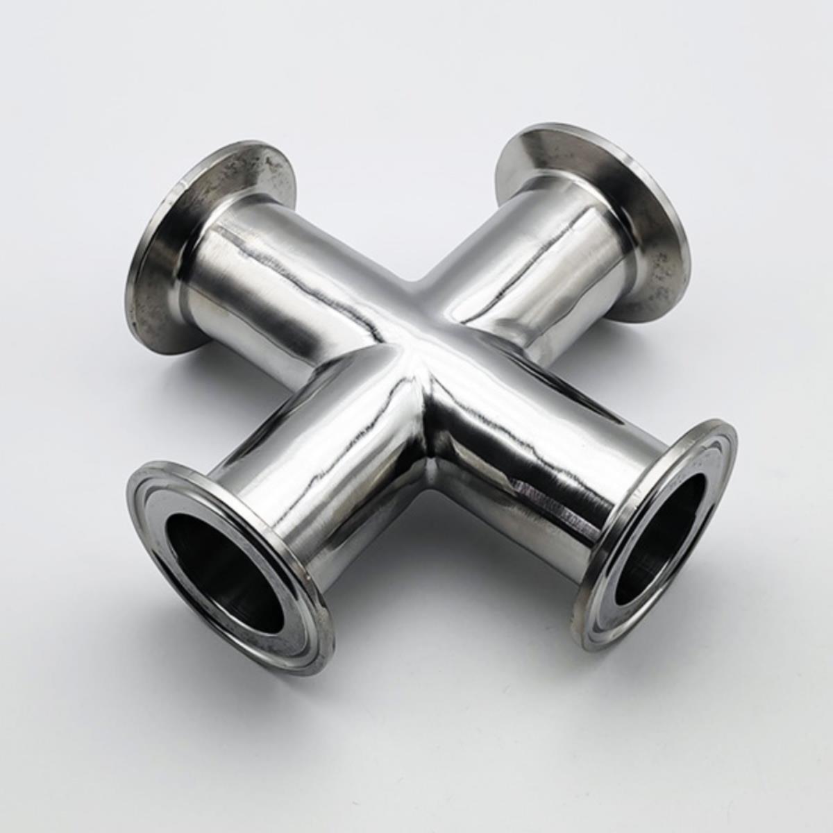 包邮304不锈钢卫生级快装四通变径等径四通抛光镜面管件非标定制