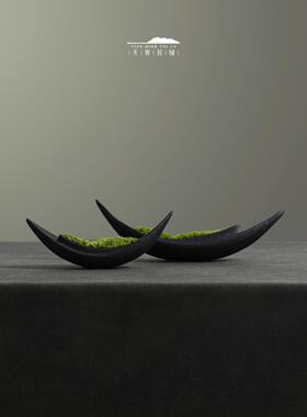 天青青苔绿色新型中国陶瓷花卉永青青苔一叶船茶室俱乐部样板房茶