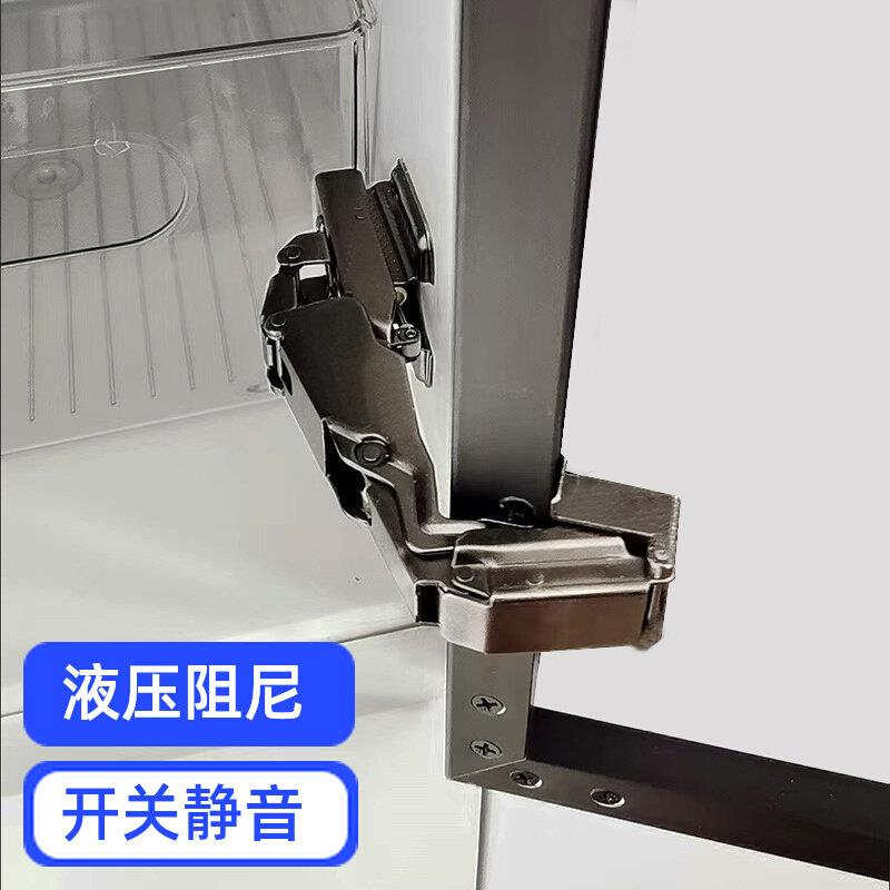 百隆极简玻璃门铰链165度大角度铝框门阻尼合页180度铝合金玻璃柜图片