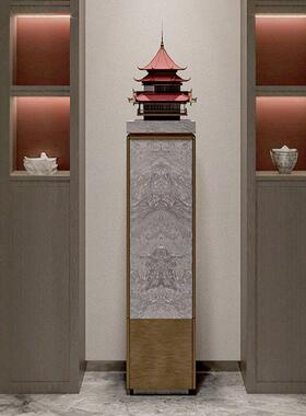 灰色大理石摆件底座新中式玄关装饰立柱宝塔摆件雕塑台高端定制