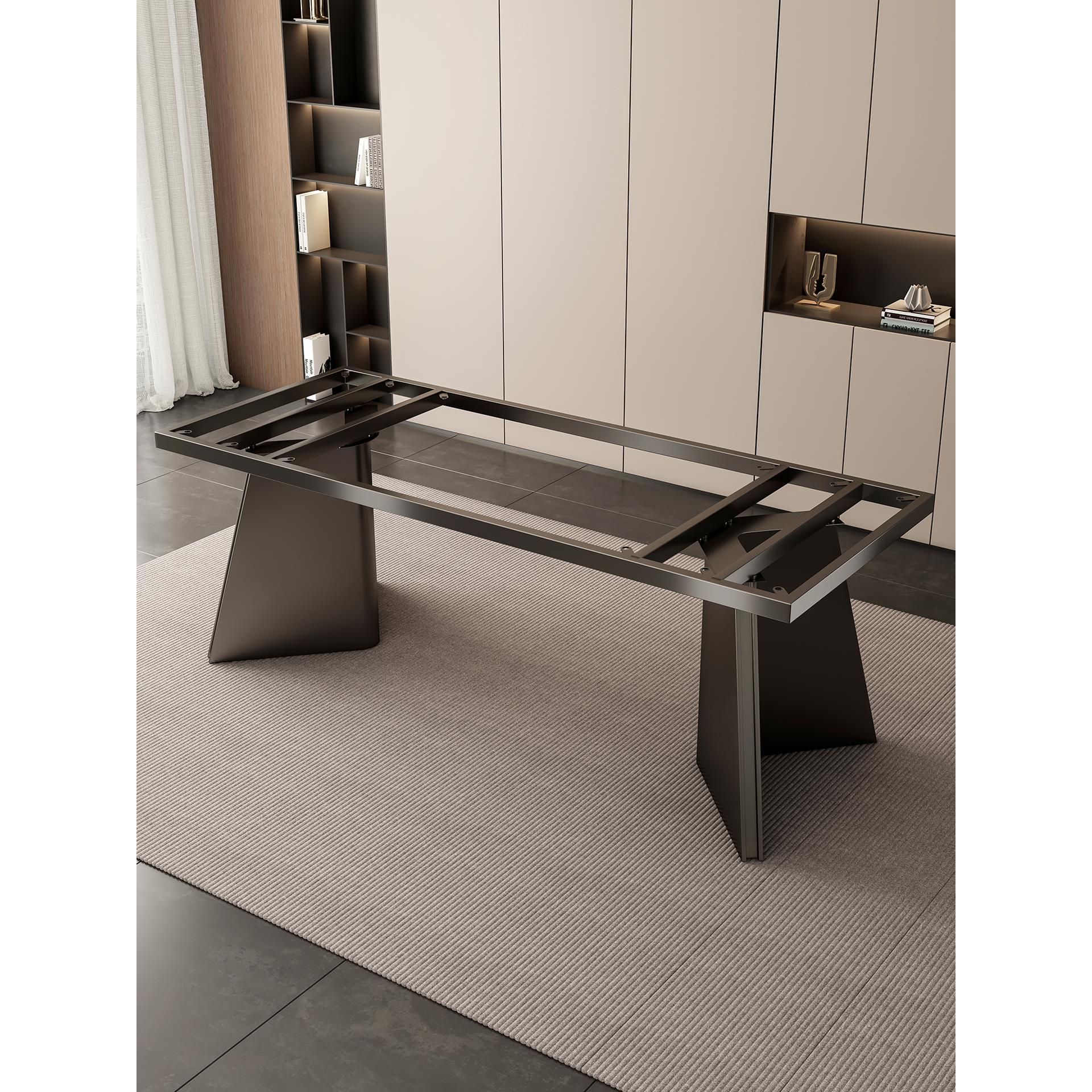 轻奢大理石桌腿岩板茶桌支架不锈钢桌架大板办公桌脚奢石餐桌底座