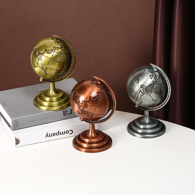 创意金属地球仪模型摆件办公室书房工艺品摆件拍照道具装饰摆设