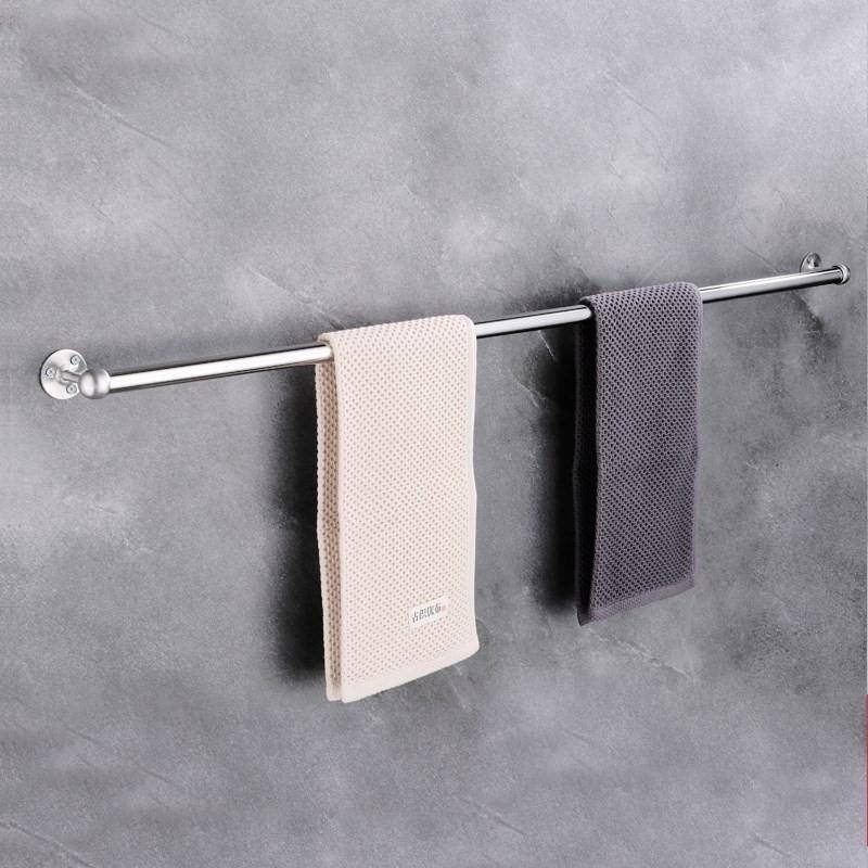 卫生间浴室不锈钢单根晾毛巾架挂毛巾的架子置物长单杆打孔挂墙60