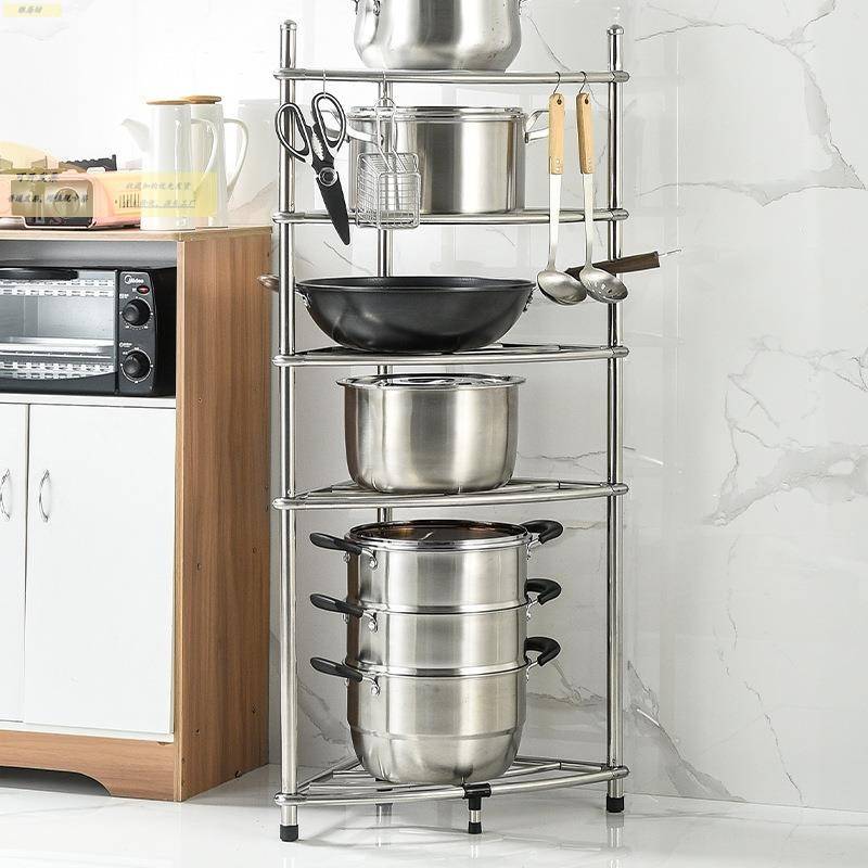 304加厚不锈钢卫生间洗脸盆多层三角架厨房置物架落地架子面盆架