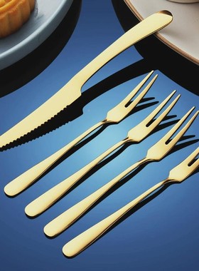 34不锈0默认AFLM钢月刀饼叉套装插西餐水果蛋糕签果礼品盒切月饼