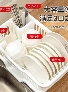 功厨房水沥架简约碗默认0T61柜小型放碗沥水架多能家用碗筷餐具收