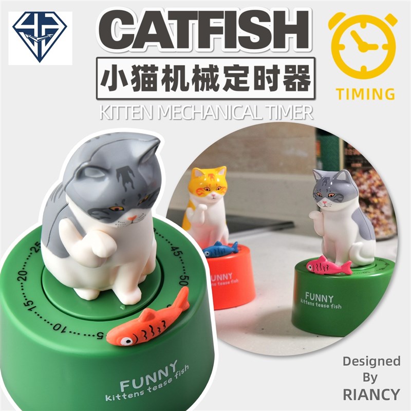 卡通猫咪倒时器儿童时间管理器w机械定时器厨房计时器提醒器RS576