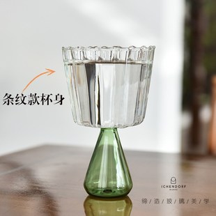 创意彩色c条纹玻璃杯水杯果汁咖啡杯早餐牛奶杯饮料杯冰淇淋甜品