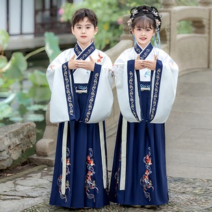 汉服男童女童国学服国风古装书童小学生开笔礼弟子规三字经演出服