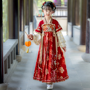 拜年服小女孩唐装 加厚加绒中国风古装 连衣裙 新款 汉服女童2026冬季