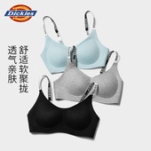 Dickies黑色大胸显小内衣文胸新款 爆款 少女无痕无钢圈聚拢胸罩女