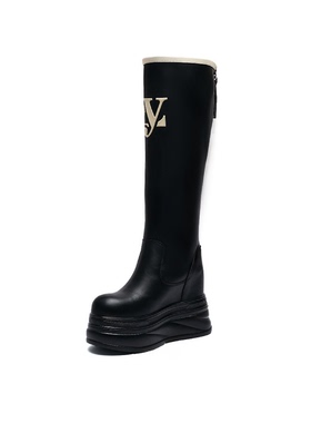 增高12CM2024秋冬新款不过膝小个子圆头厚底骑士长筒靴W675