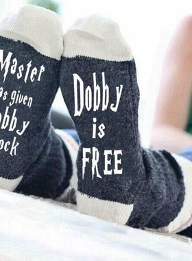 Master has given Dobby欧美男女时尚英文字母袜子棉袜中筒袜男士