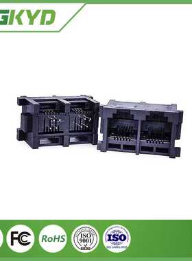 RJ12 网口连接器  1X2 黑色全塑无灯 6P4C