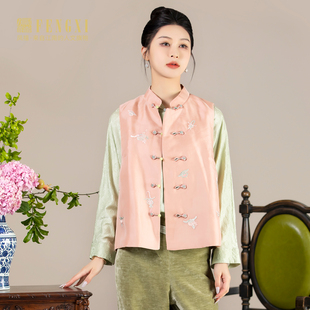 背心马夹国风提花坎肩女 盘扣无袖 凤禧新中式 短棉马甲提花改良唐装