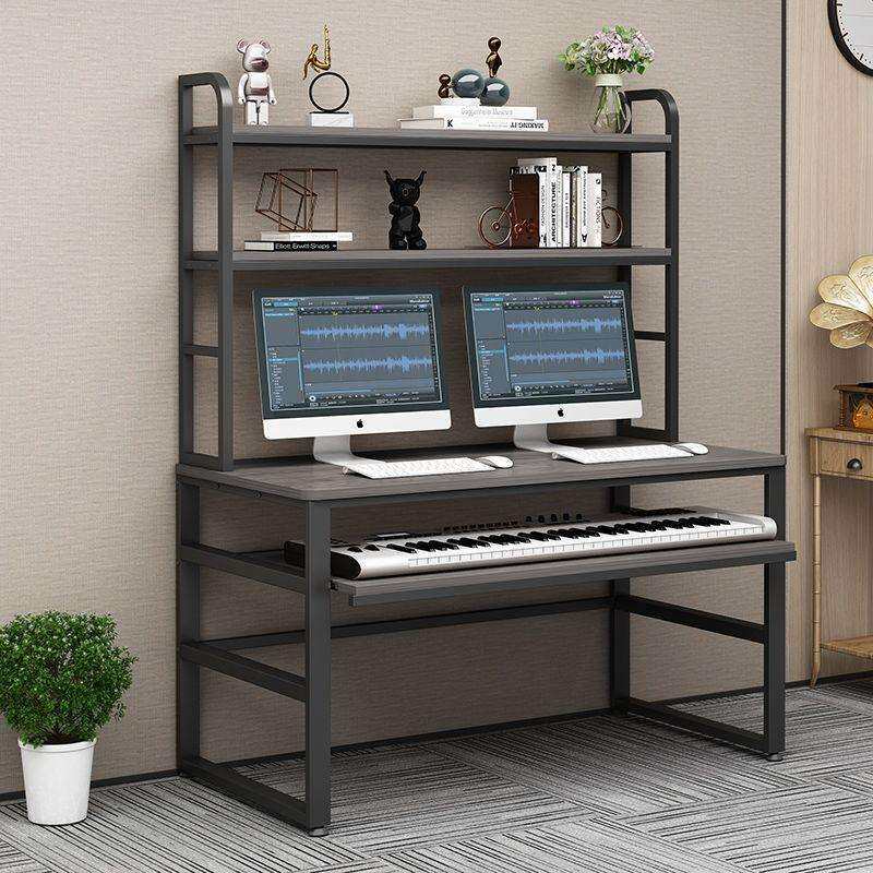 电钢琴音乐编曲桌新款简约书架一体琴桌琴架电脑桌电子琴桌