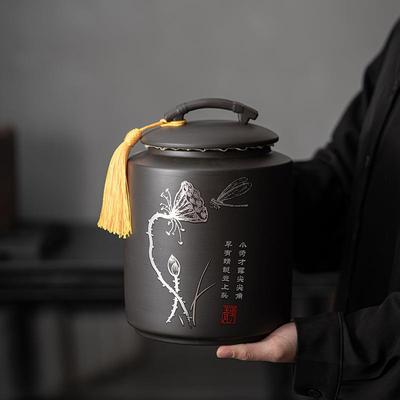 厂家直销紫砂茶叶罐密封茶罐精品高档普洱茶红茶储存罐陶瓷罐子