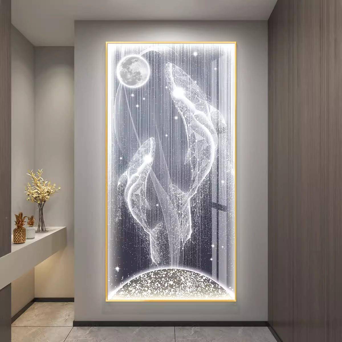 现道代关装饰画鲸鱼送福l版BLT-1370ed灯过挂画玄正对门竖壁画