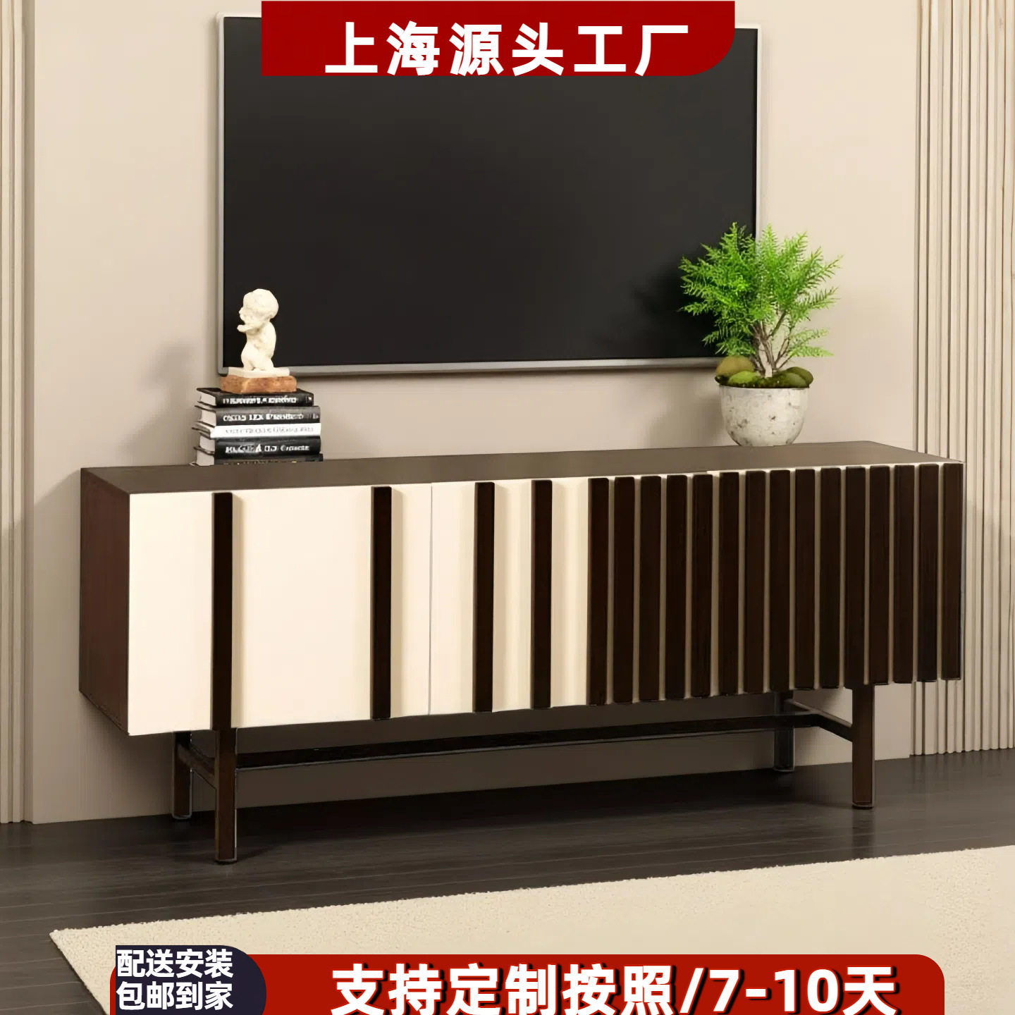 意式极简钢琴烤漆实木收纳餐边柜