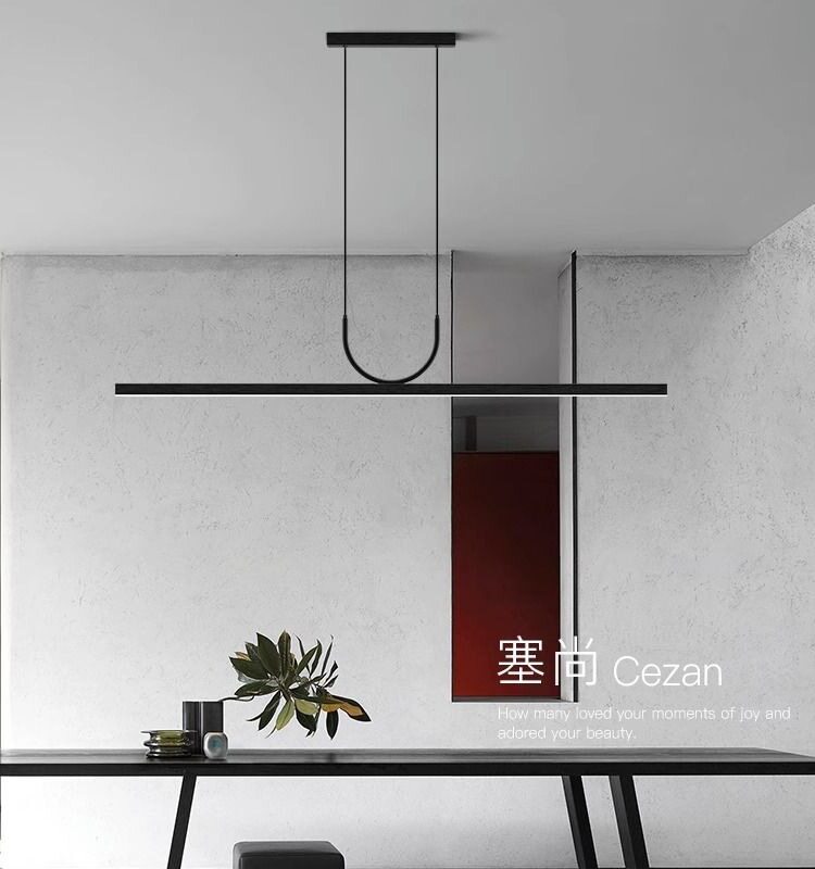 意式极简设计师款细线餐厅吊灯