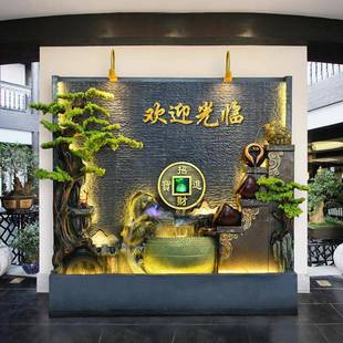 水魚幕墻流水屏裝 風(fēng)隔斷辦公室背景戶60070飾外庭院假山池造景落