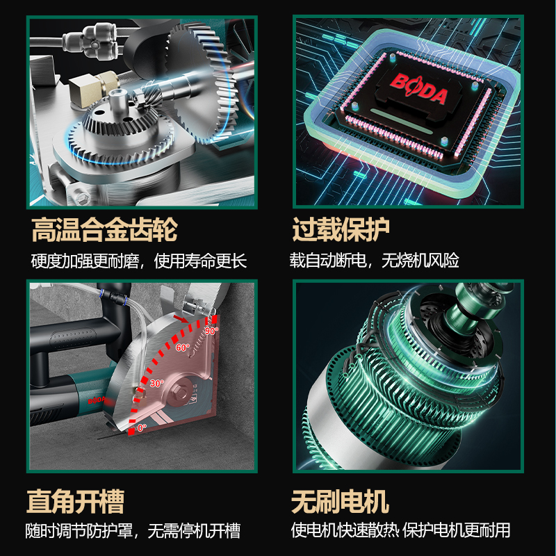 博大无刷开槽机单片大功率水电安装混凝土切割机墙面地线开槽神器