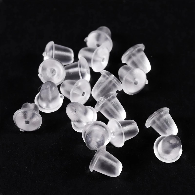 100-200pcs Rubber Earring Back SiliconeJ Round Ear Plug Bloc