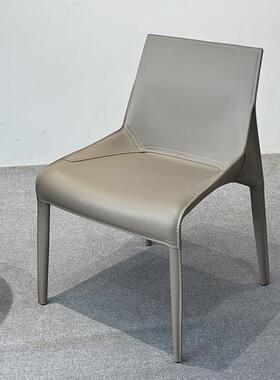 餐椅极简靠背椅子家用餐厅设计师马鞍皮椅意式现代简约poliform椅