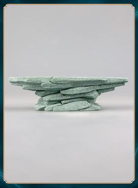 豆豆集蓝色砂岩底座配件新中式国风创意桌面饰品假山鱼缸景观