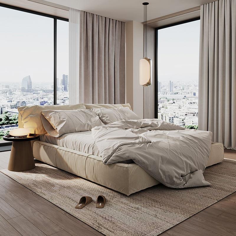 baxter大象耳朵床意式极简布艺床现代简约主卧双人床婚床软包床